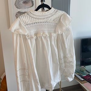 JCREW WHITE RUFFLED TOP